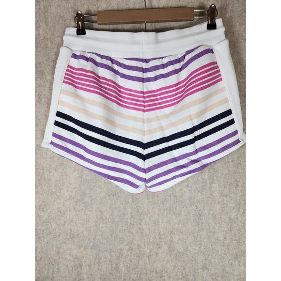 CHAMPION + URBAN OUTFITTERS Pink Purple Black Striped Comfort Sweat Shorts SZ M - Picture 2 of 7